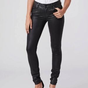 PAIGE Black Wax Coated Verdugo Ultra Skinny Mid Rise Jeans Size 26